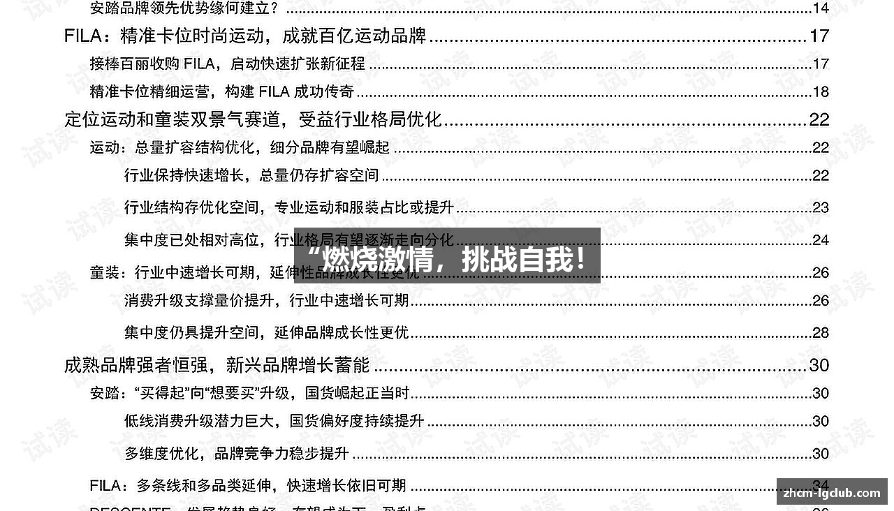 “燃烧激情，挑战自我！”